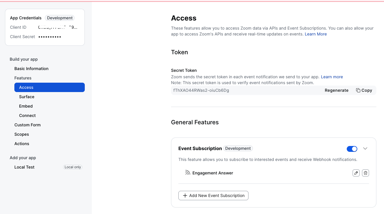 Event Subscription — choose Webhook