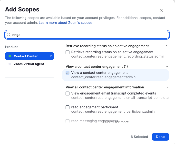 Select engagement scopes