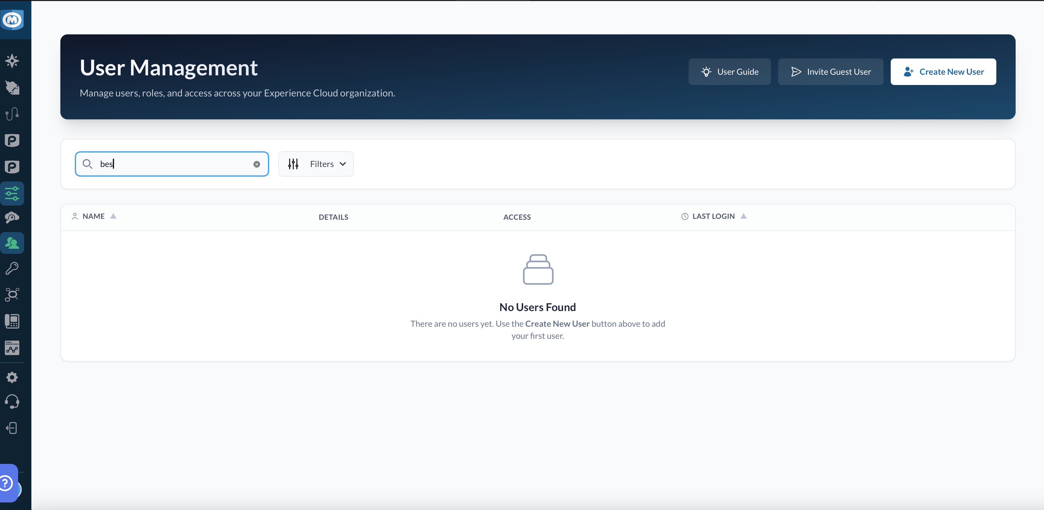 Search and filter controls